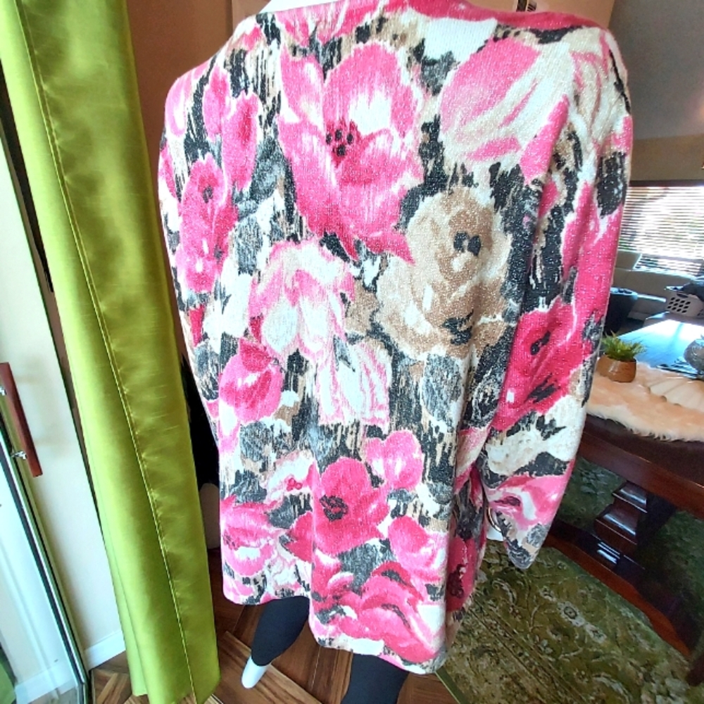 Flowered Sweater With Silver Threading Detail + S… - image 6